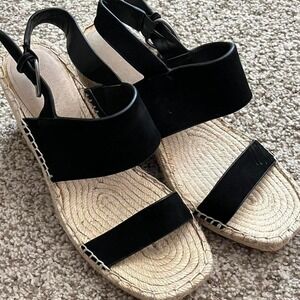 Banana Republic Women's Black Espadrille Wedge Sandals, Size 7.5